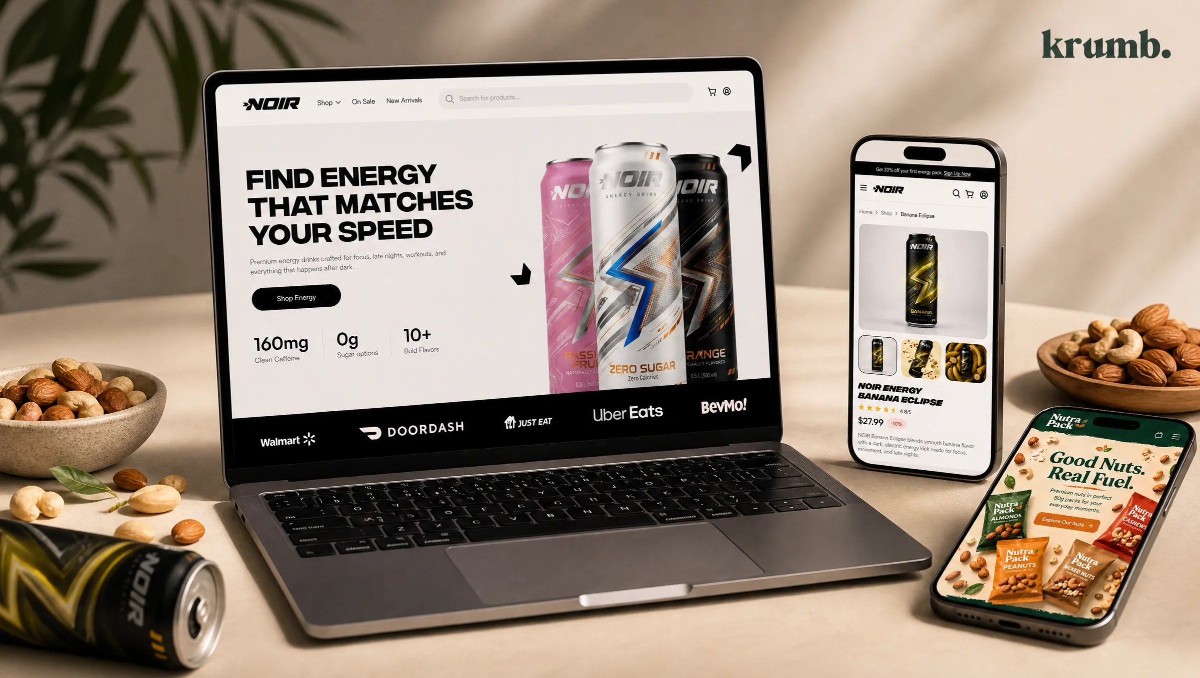 Food website planning table with product assets and notes